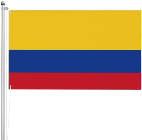 Bandera de Colombia de doble cara de 3 x 5 pies. Bandera pesada de triple capa de doble cara para exteriores, 3 x 5 pies, pancarta de jardín de poliéster.