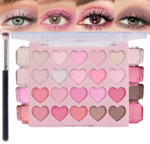 VelvetGlow Nude Pink Eyeshadow Palett, matt och svamp, högpigmenterad 20 färger, brun, lila, ögonskugga, primer för ögonmakeup, koreanskt pulver