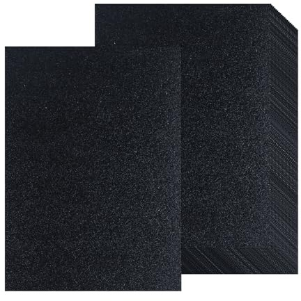 Glitzerpapier zum Basteln, 20 Blatt Schwarz Bastelpapier A4 250g/m², Moosgummi Glitzer Buntpapier & Fotokarton, Buntes Glitter Papier für DIY Grußkarten Scrapbooking