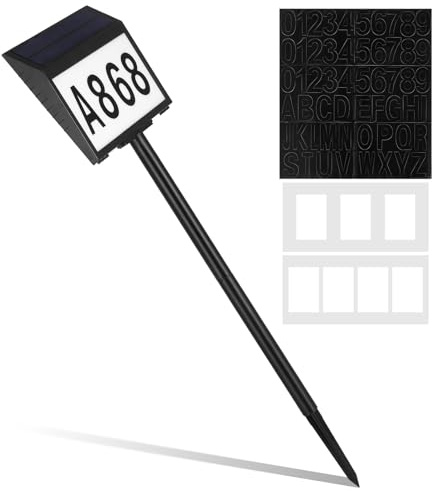 OSALADI LED Solar Hausnummernschild mit Bodenstecker Solarbeleuchtung für Außenbereich Geeignet für Haustür und Hof