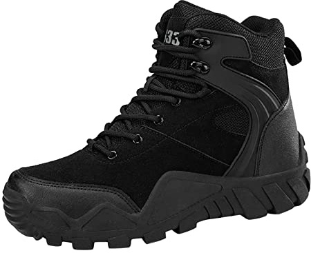 YOSUWOAI Botas tácticas con cordones para hombre Botas de senderismo antideslizantes Suela de goma resistente al desgaste al aire libre Aventura Botas militares ligeras Botas de entrenamiento Trekking