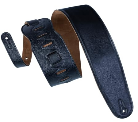 Levy's Leathers 3.5 Genuine Garment Leather Bass Guitar Strap with Foam Padding and Suede Backing, Black (M4GF-BLK)