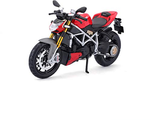 Maisto Ducati mod. Streetfighter S: Originalgetreues Motorradmodell 1:12, mit beweglichem Ständer, Federung und frei rollenden Rädern, 17 cm, rot (5-11024)