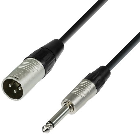 Adam Hall Cables 4 STAR MMP 1000 - Mikrofonkabel, Rean 3-Pol XLR male auf 6,3mm Klinkenstecker mono, schwarz, 10m