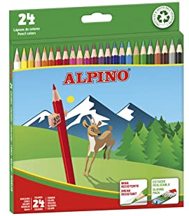 Alpino Buntstifte 24 Stück | Kinder-Buntstifte | Zeichnen und Malen mit leuchtenden und lebendigen Farben | Schulbedarf | Malstifte Etui