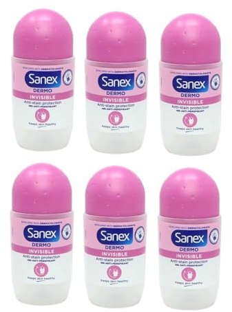 SANEX DERMO Invisible Deodorant Roll-on Women For All Skin Types 50 ml Pack of 6