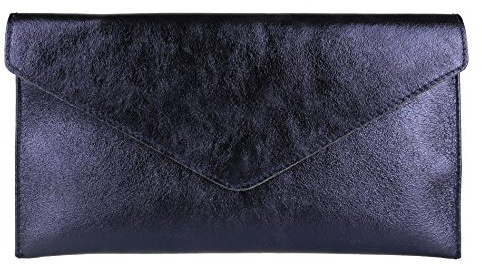 Girly Handbags Womens Genuine Leather Italian Metallic Shimmer Envelope Wrist Clutch Bag Evening Bag