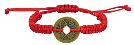 Bracelet Kabbale rouge avec pièce de monnaie chinoise porte-bonheur