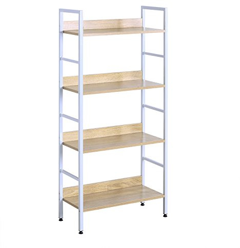 WOLTU Libreria per Studio Ufficio Scaffale a 4 Ripiani Mensole in Legno Fioriera Porta Piante RGB9304hei