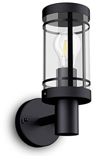 SSC-LUXon Wandlaterne MIENTO wetterfest IP44 - rostfreie Außenleuchte in schwarz inkl. LED Retro Birne E27 6W warmweiß