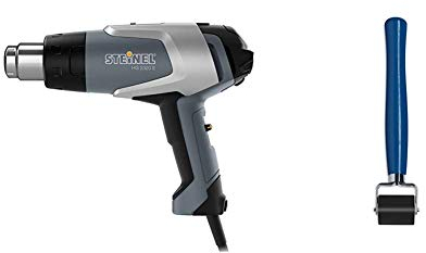 Steinel Heißluftgebläse HG 2320 E Koffer Set, inkl. 3 Düsen und Schrumpfschläuche, Heißluftpistole, 650°C|500 l/min + Steinel Andrückrolle - Für Kantenumleimer und zum Verschweißen von PVC-Planen, Andrückwalze als Zubehör