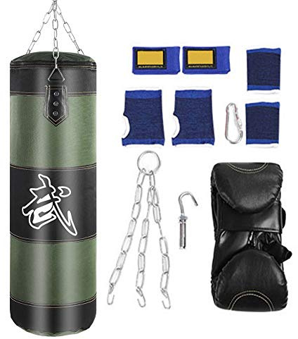 VGEBY1 Boxsack, schwere Boxsäcke, physische Verpackungsausrüstung für Sandsäcke, Kickboxen, Boxhaken (80 cm, grün) Kampfsportzubehör