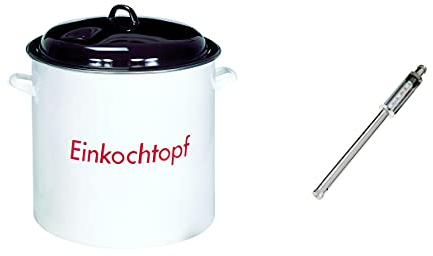 culinario Einkochtopf-Set, Einkocher mit Thermometer, 28 Liter, für alle Herdarten geeignet, emaillierter Kochtopf für Marmelade, Glühwein, Punsch