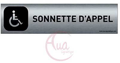 AUA SIGNALETIQUE - Plaque Aluminium brossé imprimé AluSign DARK - 200x50 mm - Double Face adhésif au dos (Sonnette d'appel)