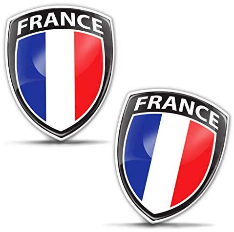Biomar Labs® 2 x 3D Flexibles Autocollant Badge Stickers Drapeau National France Le Français Emblème Voiture Auto Moto F 145