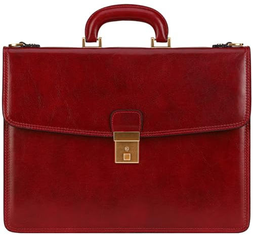 Time Resistance Leder Aktentasche - Leder Tasche Handgefertigt in Italien - Arbeitstasche mit Schultergurt - Businesstasche - Umhängetasche