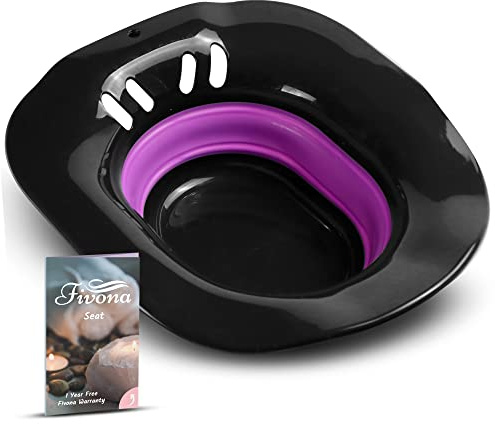 Fivona Foldable Sitz Bath Yoni Steam Seat for V Steaming and Sitz Bath Soaking - Special Black Line Over the Toilet Home Perineal Spa for Postpartum and Hemorrhoids Care