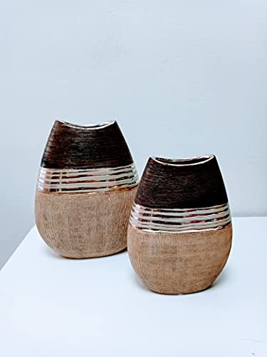 Gilde Keramik Vase Bradora klein Farbe braun/Gold 20cm hoch
