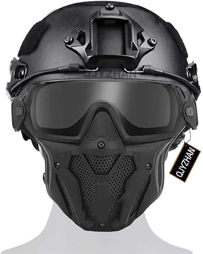 PJ Style Quick Helm Und Airsoft Vollgesichtsmaske Abnehmbare Anti-Fog-Brille Mini-Abluftventilator Mit Wechselobjektiv-Kombi-Set
