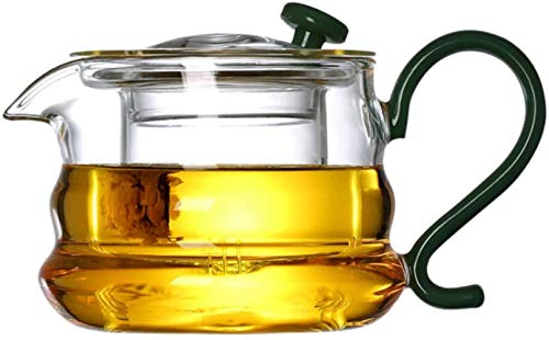 BEZAX Teekanne Gusseisen-Teekanne Klarglas-Teekanne mit Infuser Hitzebeständige Herdplatte Sicher Induktionsherd Sicher Herausnehmbares Infuser 500 ml Teezubehör
