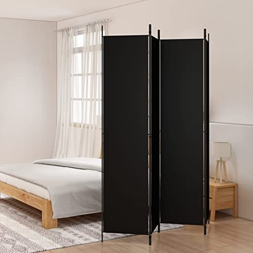 Avdelare med 4 paneler Svart 200 x 220 cm Tyg
