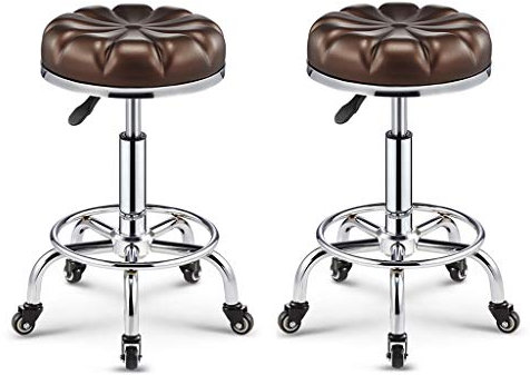 Verstellbare Stühle, kleiner Arbeitshocker, Arbeitsstuhl, Spa-Hocker, 360 Grad drehbar, kann sich bewegen, teleskopisch 49-57 cm, geeignet für 80-95 cm Bartheke (Farbe: A × 2) Das neue