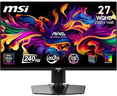 MSI MAG 271QP QD-OLED X24 Gaming Monitor 26,5 Zoll WQHD - Quantum Dot OLED 2560 x 1440, 240Hz / 0,03ms, 99% DCI-P3, ΔE≤2, DisplayHDR True Black 400 - DP 1.4a, HDMI 2.1
