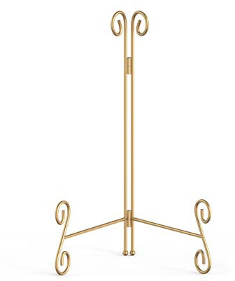 HOPEME Gold Display Stand, 10Inch Plate Stand for Display, Tabletop Holder Stand for Picture Frames, Cookbooks, Decorative Plates, Photo and Dish( 1 PACK )