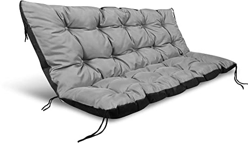 EDANTI Set Sitz + Rückenlehne Kissen für Paletten Hollywoodschaukel Palettenkissen Palettenauflagen mit Gurten Wasserdicht Gartenschaukel Terrasse Grau 120x80cm 120x40cm