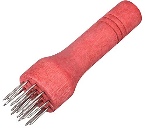 sourcing map Stainless Steel Meat Tenderizer, Meat Mallet Needle Nails Kitchen Tools with Wooden Handle for Tenderizing Meats Steak Fish Chicken, Red