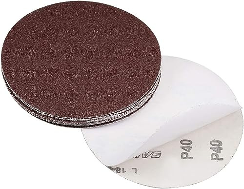 TA-VIGOR 10Pcs 150mm PSA Sanding Discs, 40 Grit 6 Inch Self Adhesive Stickyback Sandpaper Discs, Aluminum Oxide Sandpaper for DA Sander, Sand Automotive Car Paint, Wood, Metal