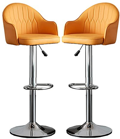 FanXus Moderne Familienstühle im Bar-Stil mit Verstellbarer Höhe und 360°-Drehung, hohe Familienstühle im Bar-Stil mit Rückenlehnen, 2er-Set für Bartheke, Küche und Zuhause (Orange) Made in China
