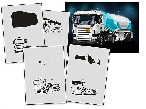 AS-330 LKW Step by Step Airbrushschablone Größe XL