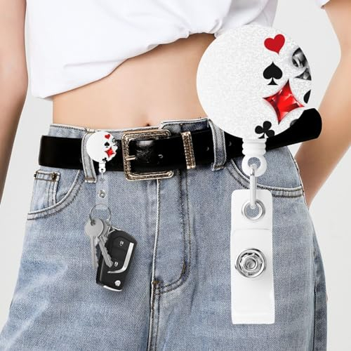 Polygonale Spielkarten Druck Einziehbare Ausweishalter Einziehbare ID Name Badge Halter Niedliche Abzeichen Reel Clips für Krankenschwester Lehrer