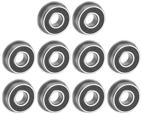 QUARKZMAN 10 Stück F696-2RS Flanschkugellager 6x15x5mm Rillenkugellager Doppelsiegel Chrom Stahl Flansch Lager für DIY, Werkzeugmaschinen, 3D Drucker
