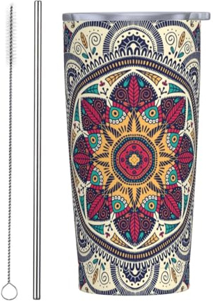 Vasos personalizados, tazas de acero inoxidable personalizadas de 20 onzas, taza de café de viaje aislada con tapa y botella de agua con pajita, regalo personalizado para familiares y amigos, patrón