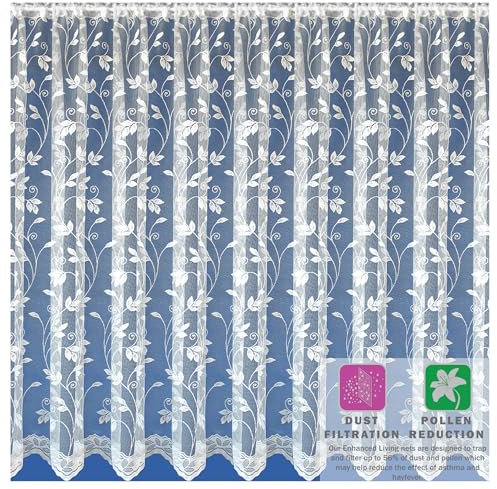Maple Textiles Meadow Leaves Patterned Design Net Curtain Sold Per Metre Cut to Width for Windows Patio Doors Caravans (36(91cm) Drop)