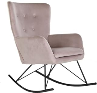 Home ESPRIT Schaukelstuhl, Schwarz, Rosa, Polyester, Metall, 68 x 90 x 92 cm