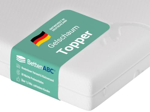 Betten-ABC - ViGeTo Topper - 100x200 cm - Gelschaumtechnologie - Optimale Temperaturregulierung & Körperkontur-Anpassung - Hypoallergen & Antibakteriell - Bezug abnehmbar & waschbar - Paketlieferung
