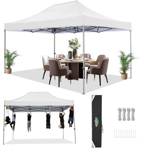 COBIZI Pavillon 3x4,5 wasserdicht stabil Winterfest 3.0, Faltpavillon 3x4,5 Gartenpavillon UV Schutz Keine Seitenwande Festival Pavillon, Weiß