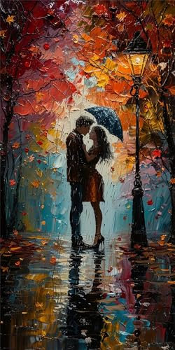 Coppia Dipingi con i Numeri Adulti, Dipingere con i Numeri Paesaggio Paint by Numbers Bambini Adulti Hobby Creativi, con Pennelli Pittura a pigmento Acrilico Disegno Senza Cornice Home Decor 40X80CM