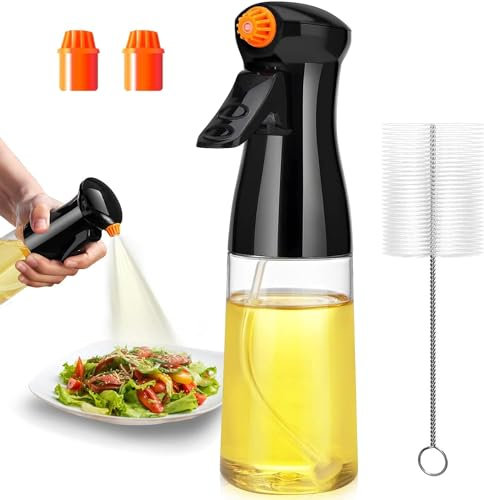 ztarraum Ölsprüher Öl Sprühflasche 200ml Oil Sprayer mit Flaschenbürste, Ölsprüher für Speiseöl für Salate, Kochen, Backen, Pasta, BBQ