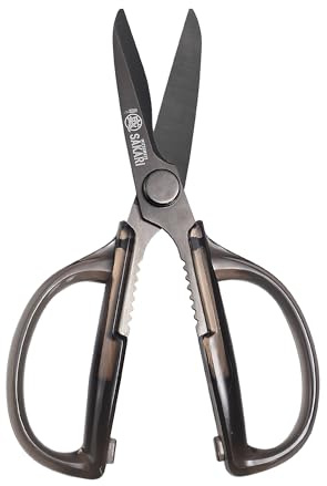 MITSUMOTO SAKARI Detachable Japanese Kitchen Scissors,Micro Serrated Shears | Multifunctional Cooking Scissors,7.6inch High Quality Acrylic Handle Food Scissors, Light Weight Cutting Scissors for Camping