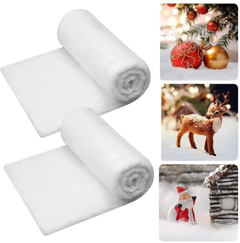 2 coperte da neve finte, 0,9 x 2,4 m, copertura di neve artificiale, soffice decorazione per albero di Natale, villaggio, presepe invernale