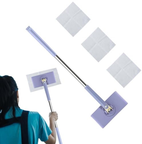 Trapeador Compacto,Trapeadores De Piso,Fregona plana para polvo con cambio automático de tela - Juego de trapeador de limpieza, trapeador para pisos de madera dura, trapeador seco y húmedo para madera