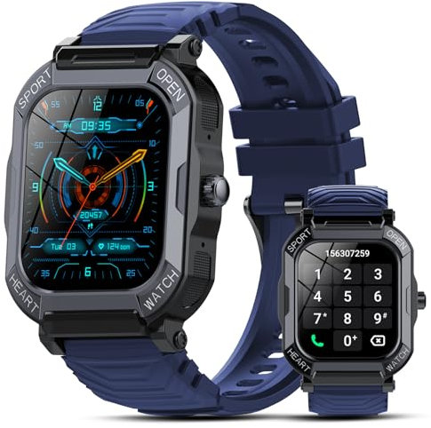 Smartwatch Uomo Donna Chiamate e Risposta, 1.85 Orologio Smartwatch, 113 Modalità Sportive Fitness Tracker, Contapassi Sonno Cardiofrequenzimetro, IP68 Impermeabile Smart Watch Android iOS, Blu Scuro