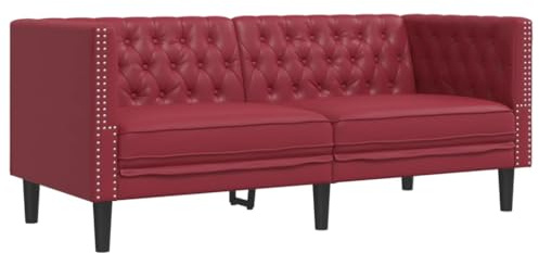 vidaXL Poltrona Chesterfield a 2 Posti Rosso Vino in Similpelle, Divano, Divano a Due posti in Similpelle, Divano a Due posti, Divano Imbottito