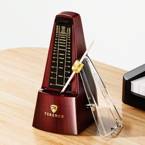 TERENCE Mechanisches Metronom Hochpräzises Metronom Lauter Ton, Geeignet für Klavier Violine Keyboard Bass Gitarre Guzheng Trommel Qinge Geeignet für Erwachsene, Kinder, Anfänger, Profi, Walnuss