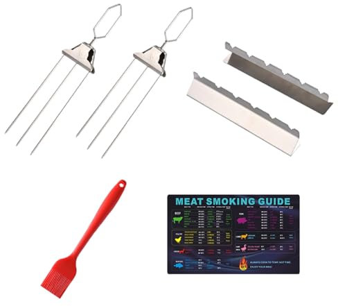Okeeyseda Support de Brochettes de Barbecue en Acier Inoxydable, Brochettes de Grillades en Métal, Lavable au Lave-Vaisselle, Brochettes de Barbecue avec Tableau de Barbecue