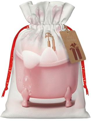 Kuilepa Niedliche Jutebeutel mit Badewannen-Druck, mit Geschenkanhänger, Geschenktüten, Hochzeit, Party, Weihnachten, Geburtstag, Geschenke für Party, Heimbedarf
